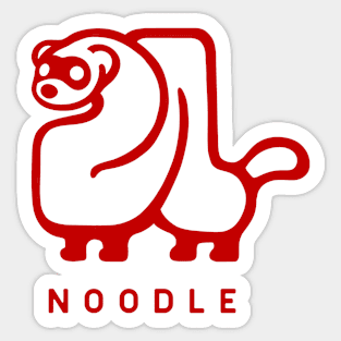 Ferret noodle. Minimal geometric design of a cute creature in red ink Sticker